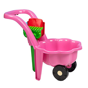 Dětské zahradní kolečko s lopatkou a hráběmi BAYO Sedmikráska růžové Růžová 