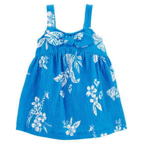 CARTER'S Šaty Blue Floral holka 24m