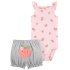 CARTER'S Set 2dílný body na ramínka, kraťasy Pink Peach holka NB/vel. 56