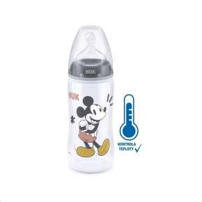 Kojenecká láhev na učení NUK Disney Mickey s kontrolou teploty 300 ml šedá Šedá 