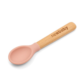Silikonová lžička s dřevěnou rukojetí New Baby růžová Dle obrázku 