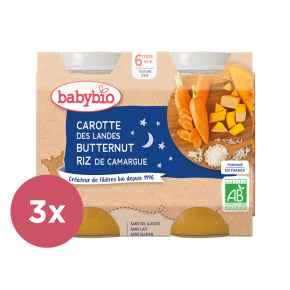3x BABYBIO Večerní menu mrkev dýně rýže 2x 200 g
